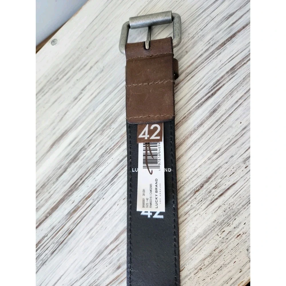 Lucky Brand Men's canvas belt Olive and Brown‎ Leather Size 42